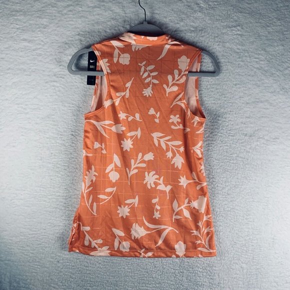 Nike Blouse Top‎ Tank Women's XS Orange Floral Print Golf Standard-Fit 7385 - Picture 2 of 9